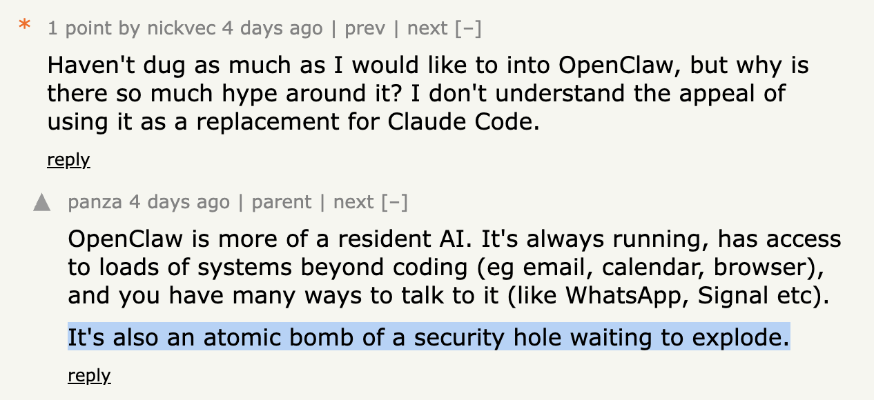 HN thread showing panza's original comment that was misattributed